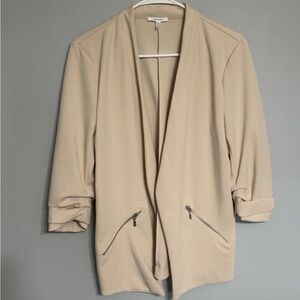 Maurices Cream Women's Blazer with Zippered Pockets